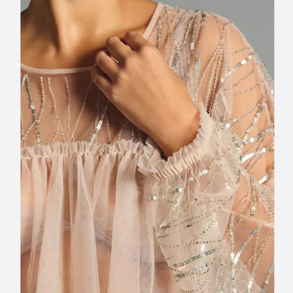 Brand New FOREVER THAT GIRL EMBELLISHED SHEER TOP - Picture 8 of 16